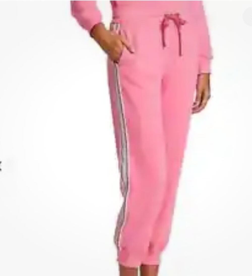 DEREK LAM 10 Crosby Sera Track Sweatpants Pink Silver Stripe XS NWT Sport Luxe